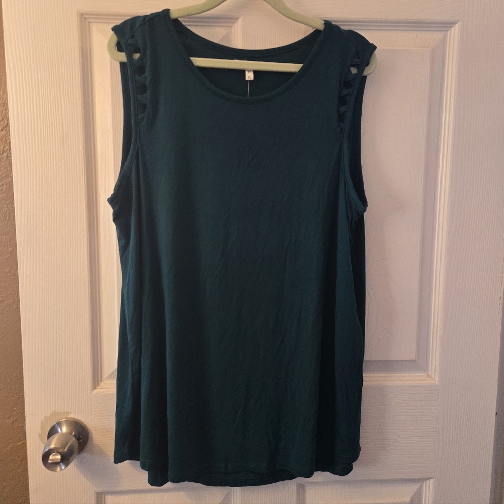 Women's Teal Tank Top - Picture 3 of 9